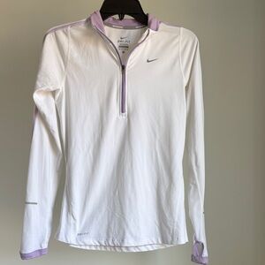 Nike Dri-FIT White and Lavender Long Sleeve Quarter Zip